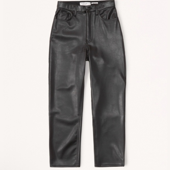 Abercrombie & Fitch Curve Love Vegan Leather Ankle Straight Pant - Picture 2 of 9